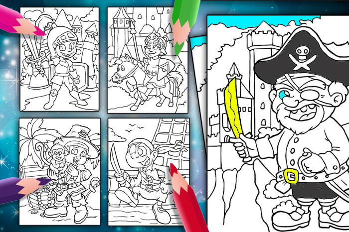 Free Printable Pirates & Knights Colouring Pages 3