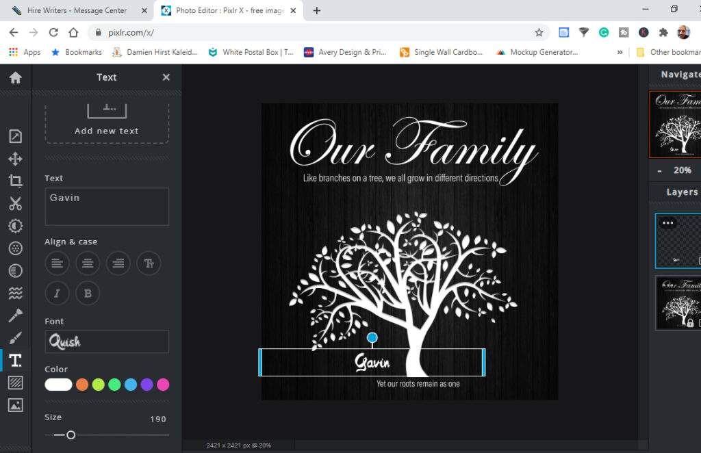 Family Tree Plaque design is getting ready