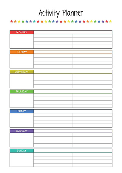 printable activity planner