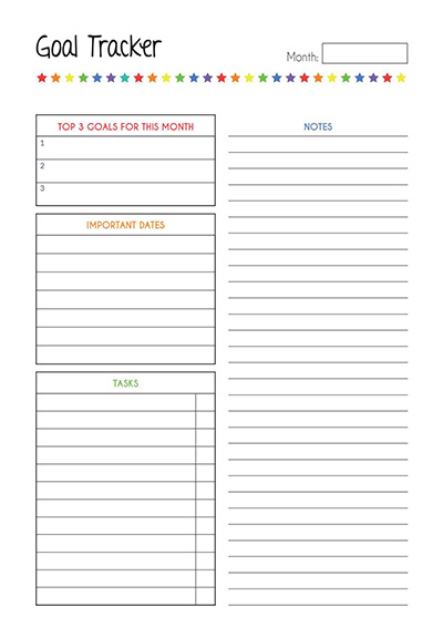 printable goal planner