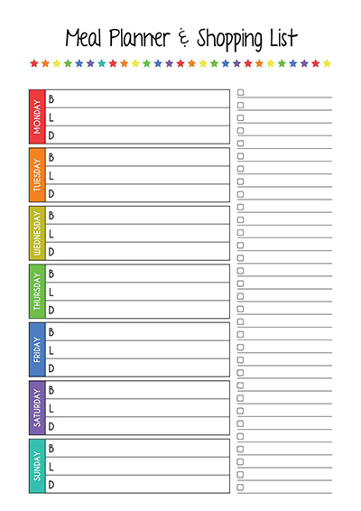 printable meal and shopping planner