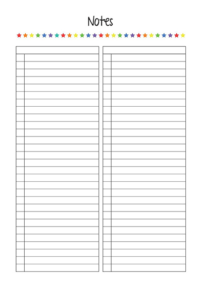 printable notes planner