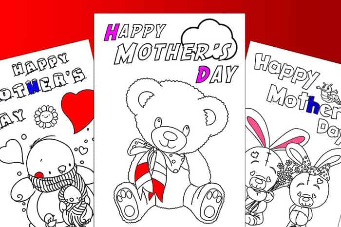 mothers day colouring cards