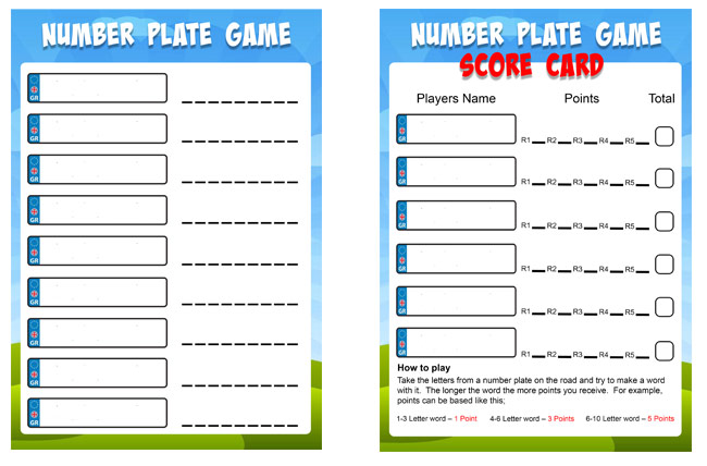 printable number plate game 