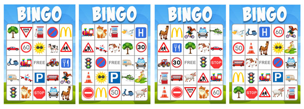Things to do on a Car Journey bingo game