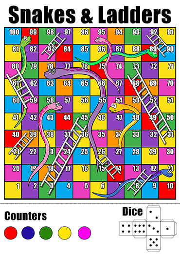 Snakes and Ladders  Play Snakes and Ladders on PrimaryGames