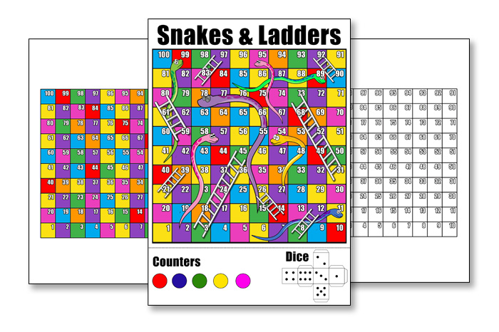 Printable Snakes and Ladders Game for Kids