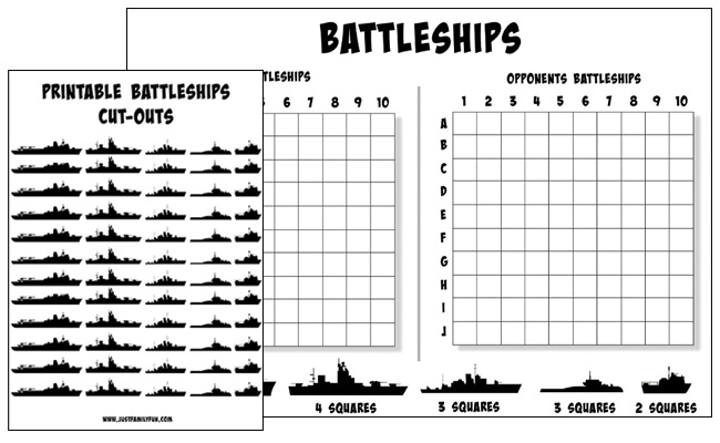 Printable Battleships Game Board Templates Just Family Fun