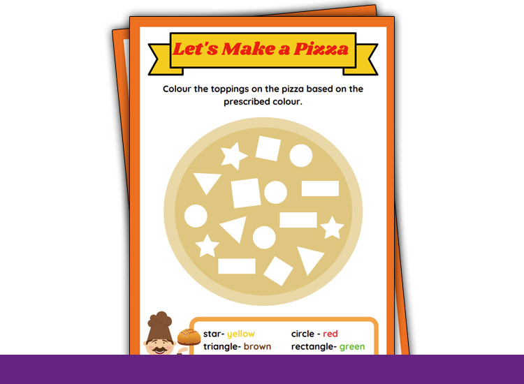 shape tracing worksheets pizza