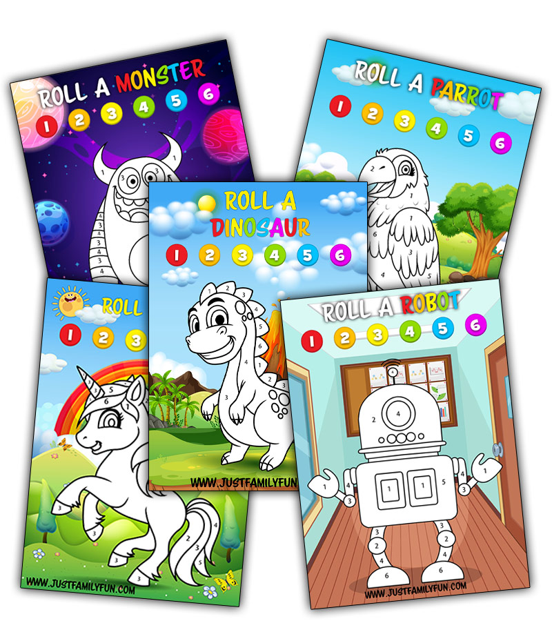 Colouring Dice Games For Kids Printable