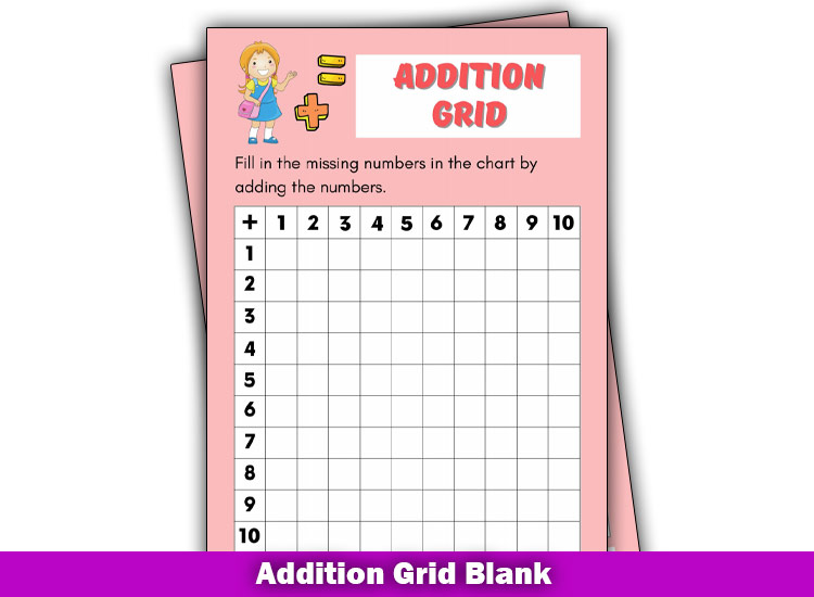 Blank Free Printable Addition Chart PDF