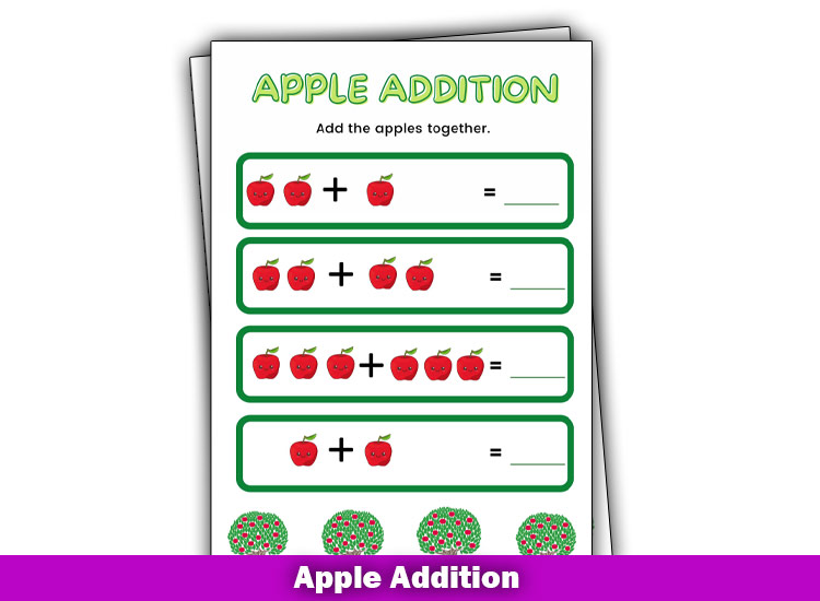 Free Printable Addition Chart PDF Using apples