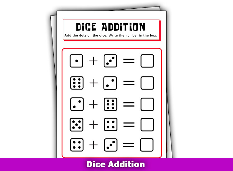 Free Printable Addition Chart PDF dice