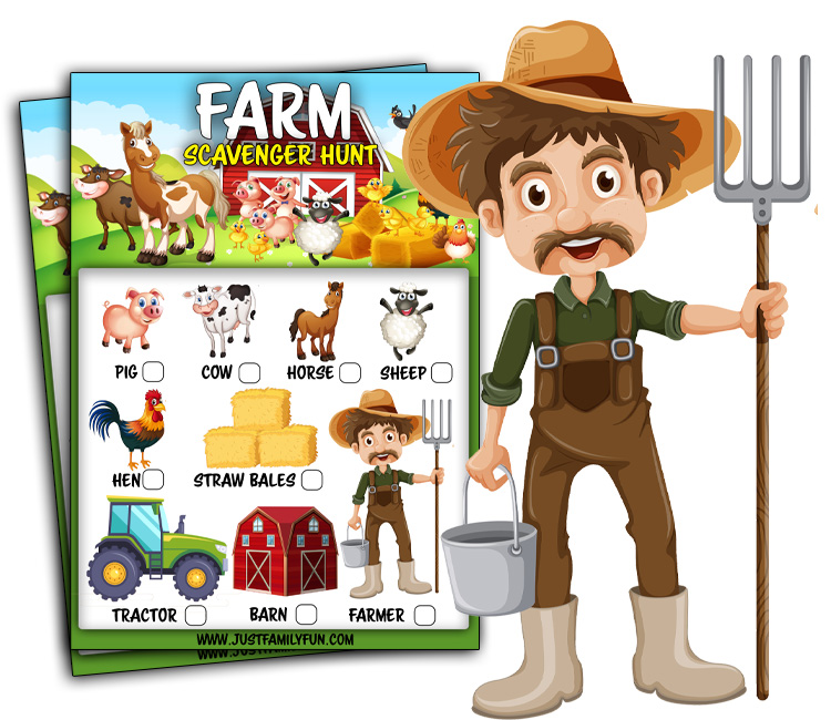 free printable farm scavenger hunt