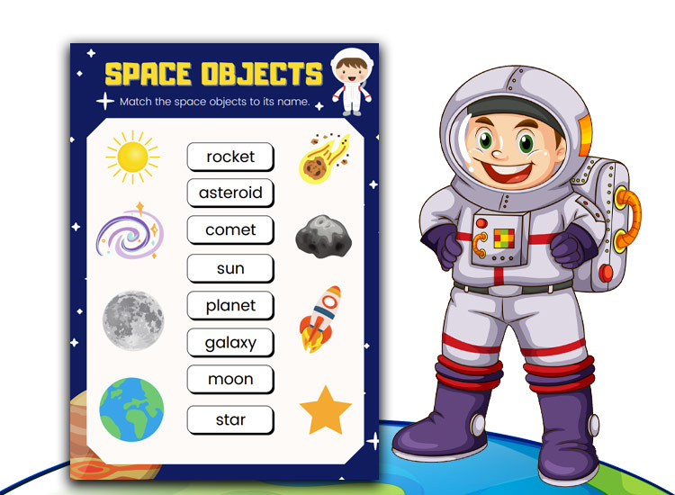 match the space words with the correct image