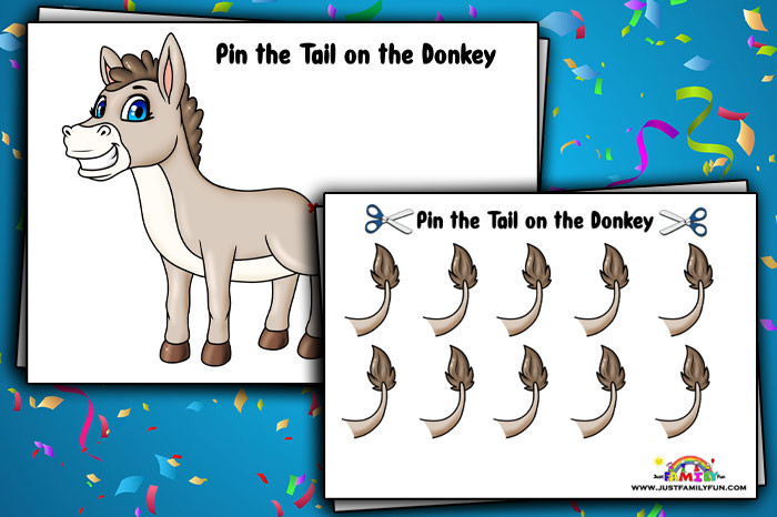 Pin the Tail on the Donkey Free Printable Template | Just Family Fun