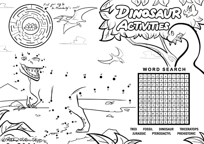 Dinosaur Printable Activity Sheets