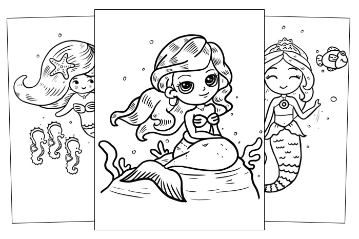 mermaid colouring pages