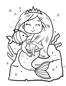 mermaid colouring in page
