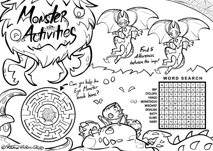 Printable Monster Activity Sheets