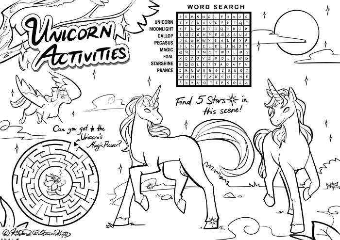 Printable Unicorn Activity Sheets