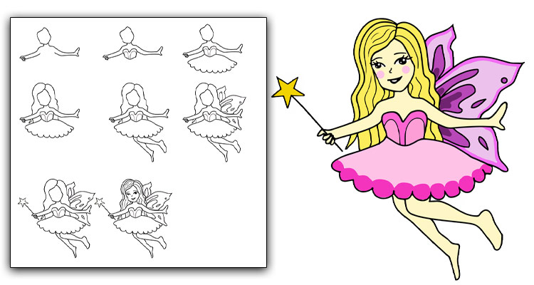 How to draw a fairy step by step tutorial