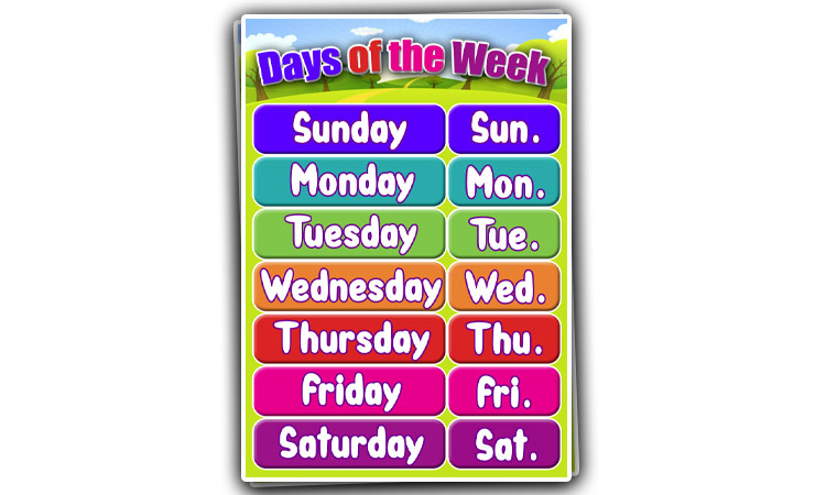 printable days of the week chart for kids