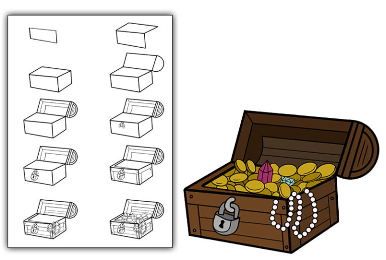 How To Draw A Treasure Chest Step By Step Guide Just Family Fun