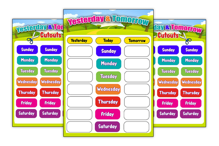 Yesterday and Tomorrow Cutouts Worksheets