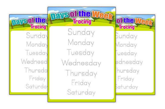 Days of the Week Tracing Worksheets