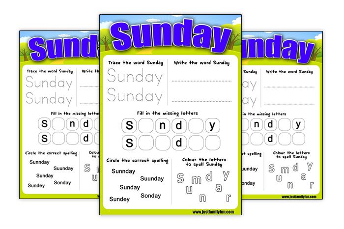 Days of the Week Writing and Spelling Worksheets