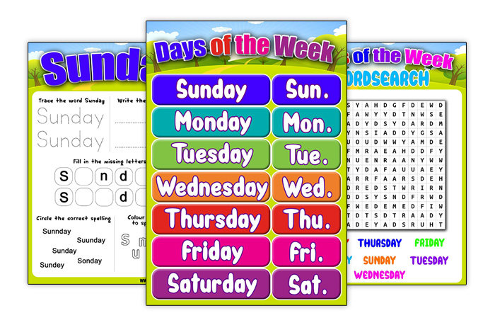 free days of the week printable