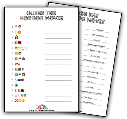 Halloween Horror Movie Emoji Quiz Halloween Activity Printables Emoji  Pictionary 2 Fun Rounds Horror Movies Instant Download 