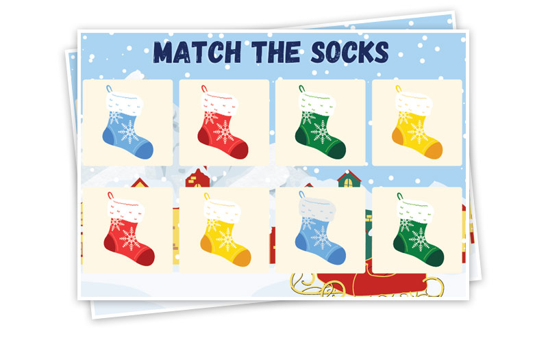 christmas worksheet match the socks