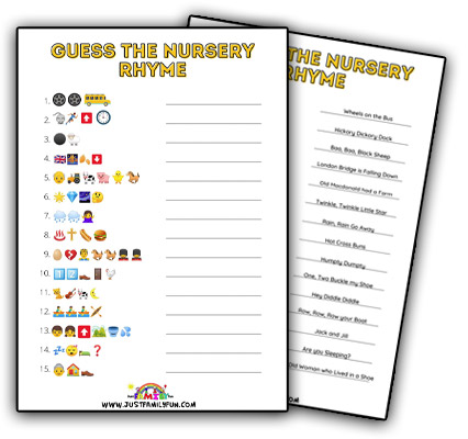 Nursery rhymes emoji pictionary answers best sale