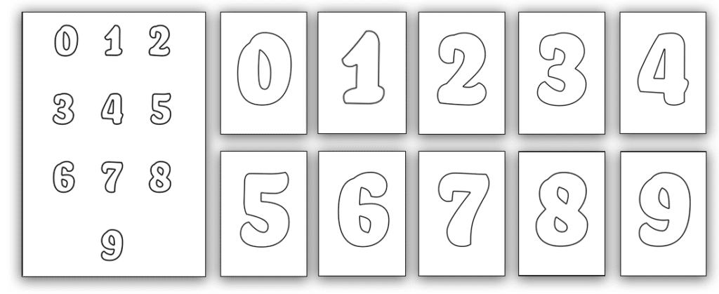 Printable number outlines