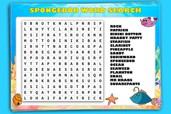 FREE Spongebob Word Search Just Family Fun