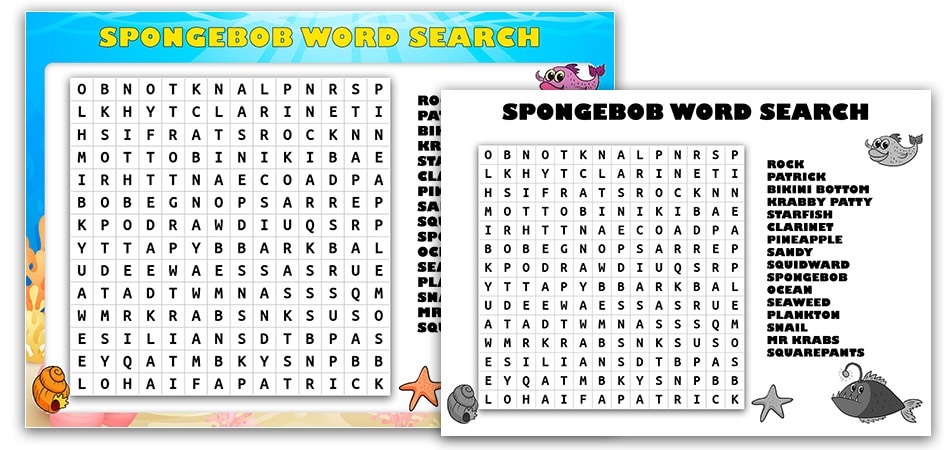 spongebob word search