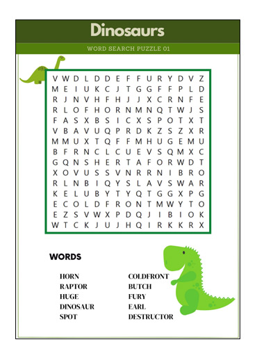 Printable dinosaur wordsearch