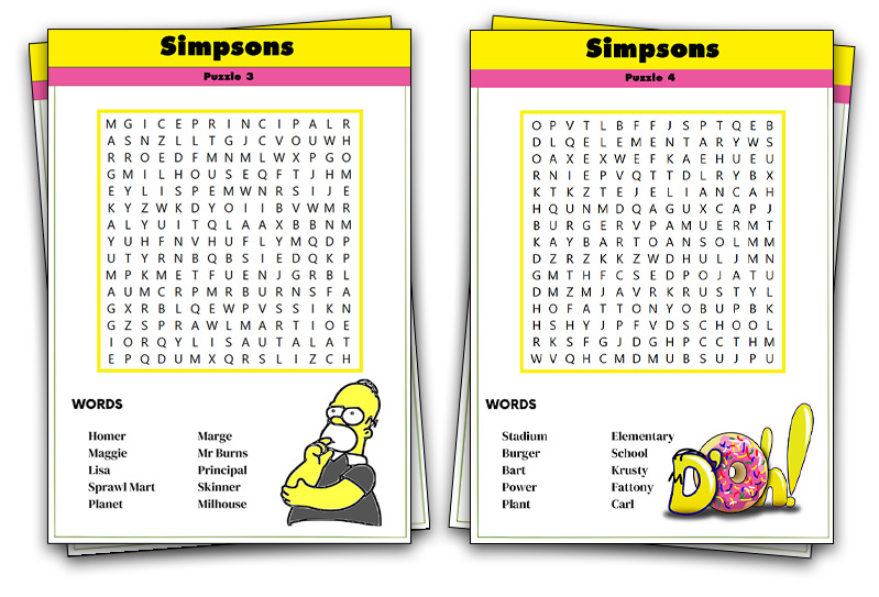 Printable Simpsons Word Search