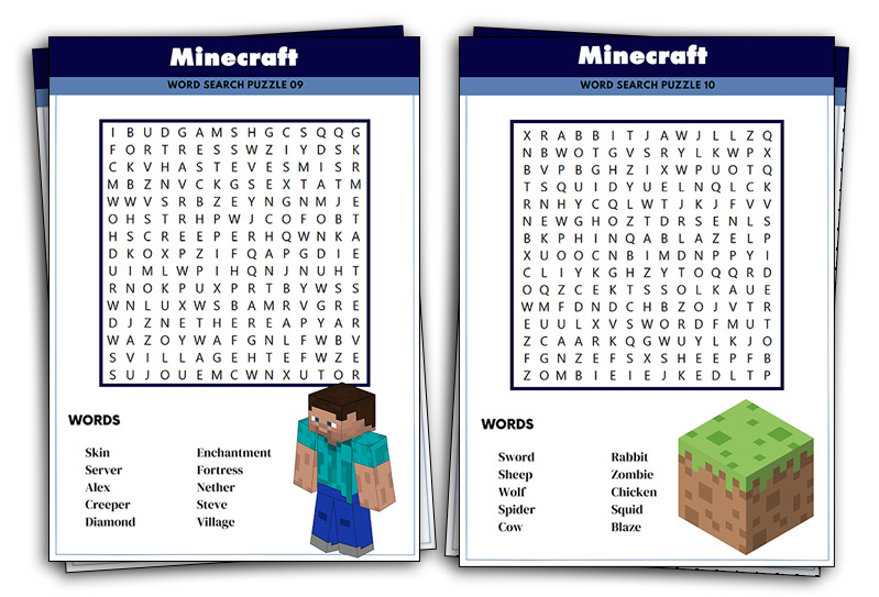 free minecraft word search