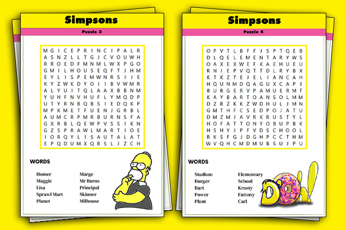 simpsons word search
