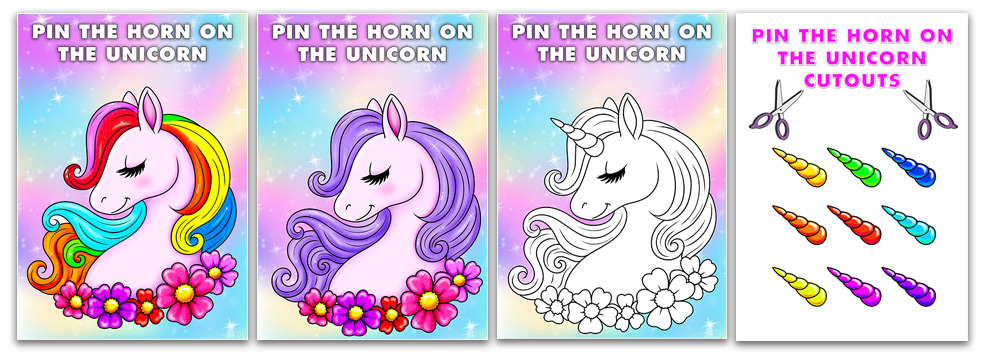 pin the horn on the unicorn printable game templates just family fun