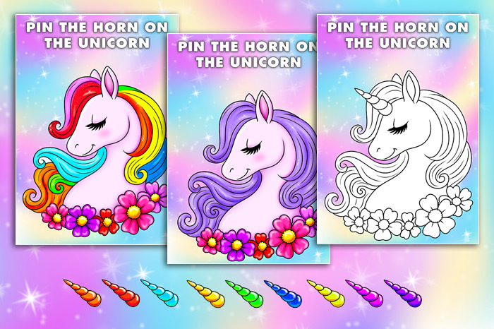 Pin The Horn On The Unicorn Printable Game Templates | Just Family Fun