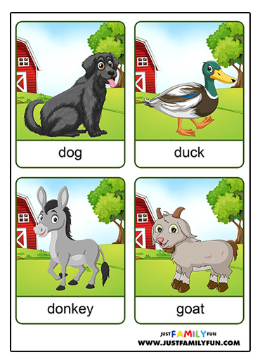 farm animals flashcards printable