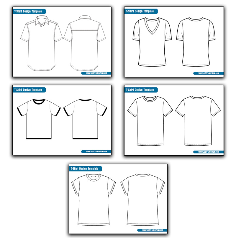 Free Printable White T-Shirt Template In Five Styles | Just Family Fun