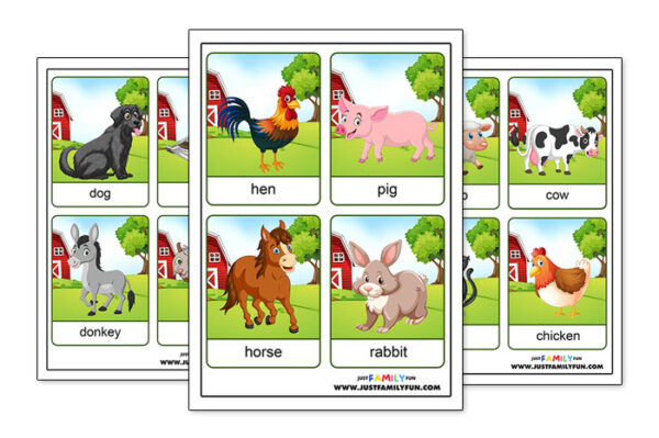 Free Printable Farm Animals Flashcards | Just Family Fun