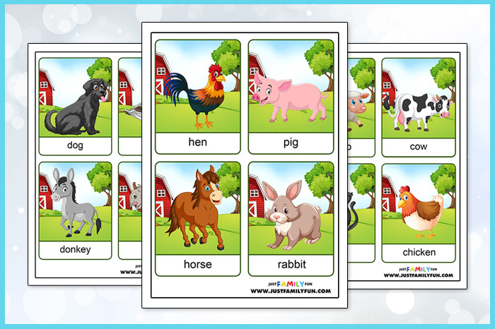 printable farm animals flashcards