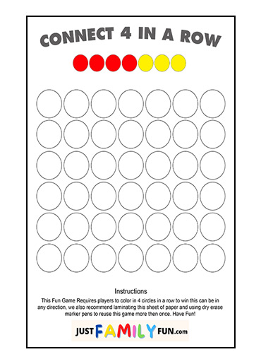 Printable Connect 4 In A Row PDF Game Just Family Fun