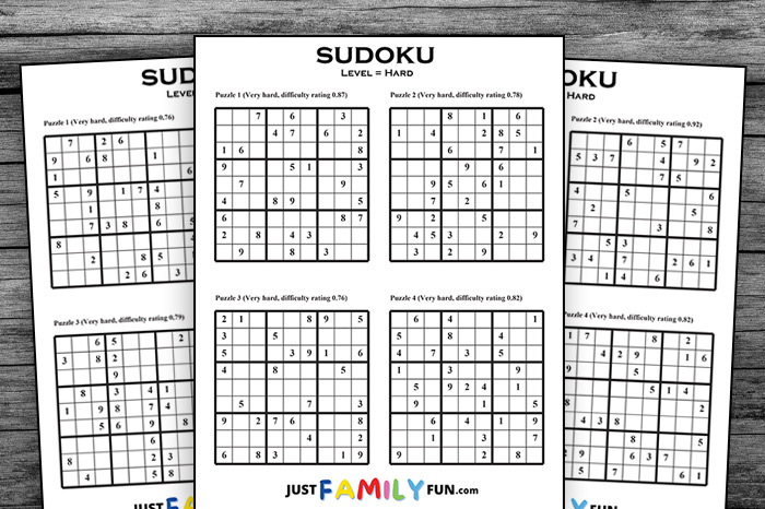 Printable Hard Level Sudoku Puzzles